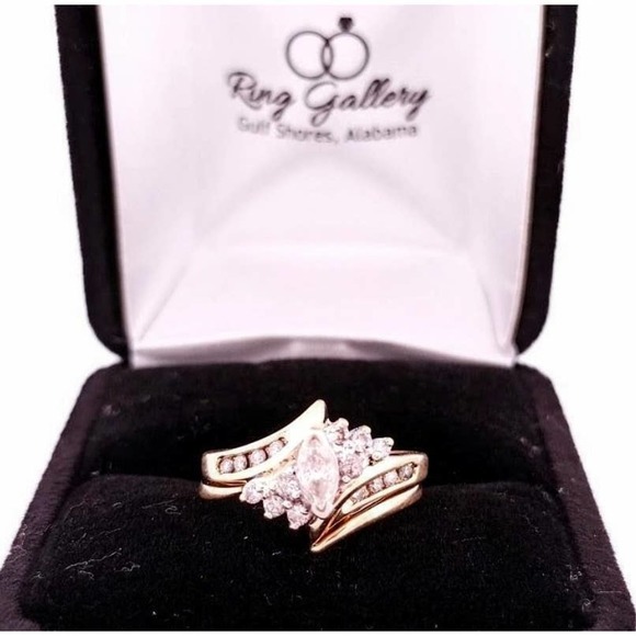 14K Diamond Wedding Ring Set/ Engagement Ring REAL DIAMONDS Size 5.6 - Picture 11 of 12